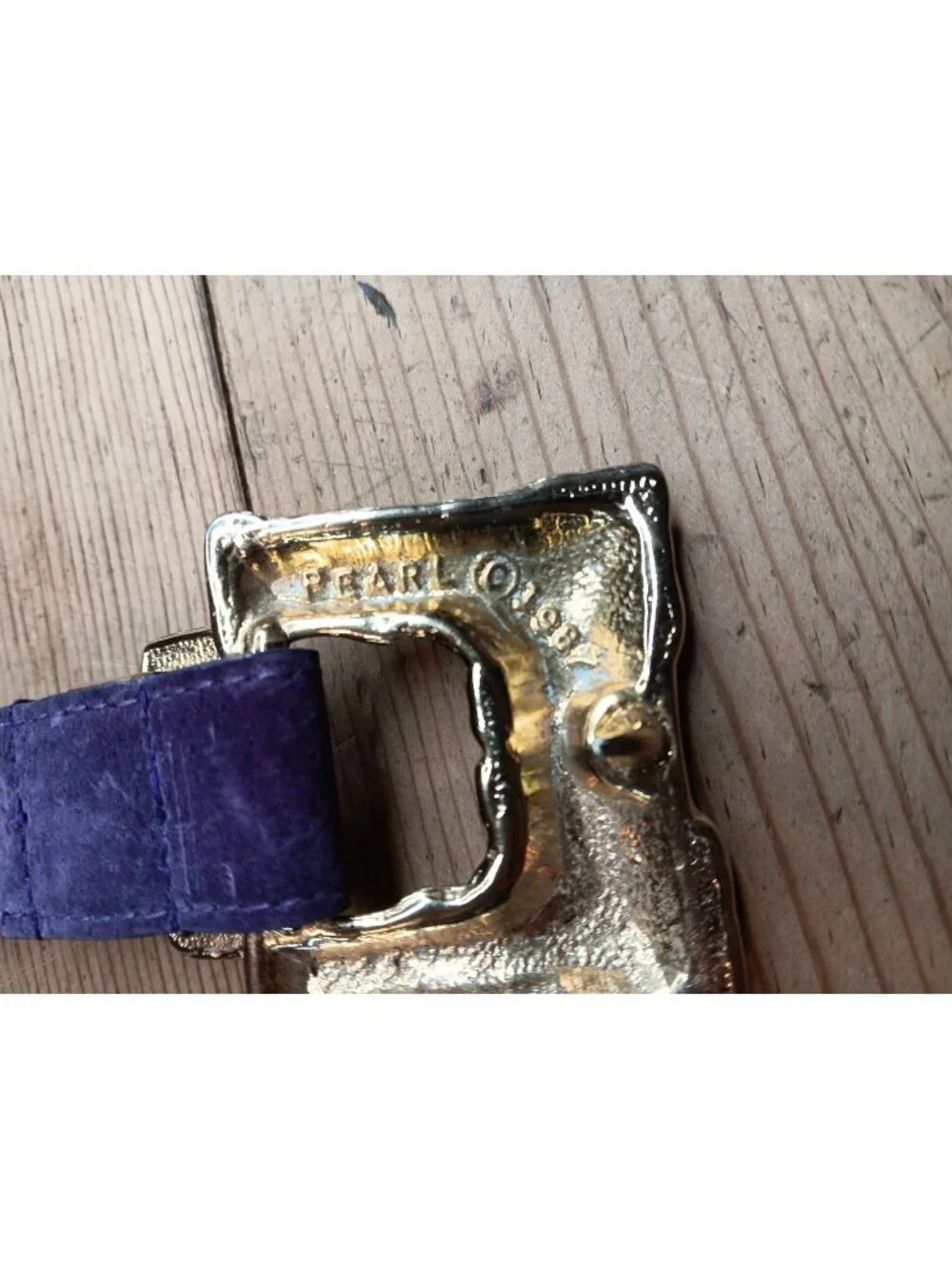 Vtg Belt Accessories By Pearl Womens L Genuine Suede Purple Goldtone Buckle USA